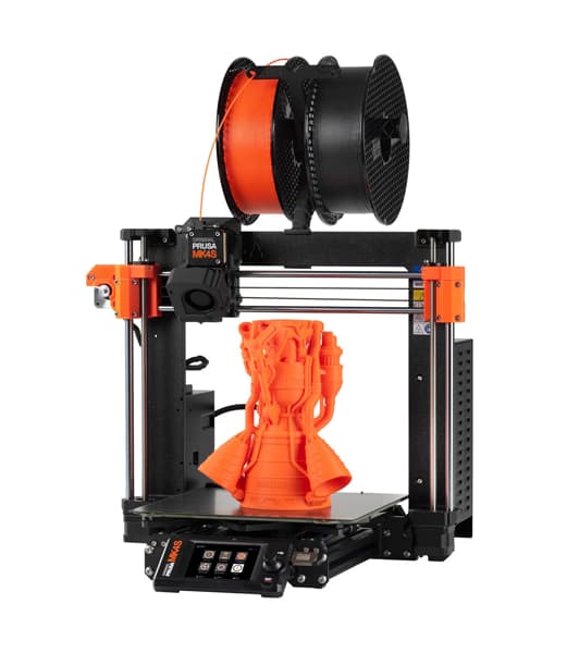 Prusa MK4S 3D Printer with Orange Filament